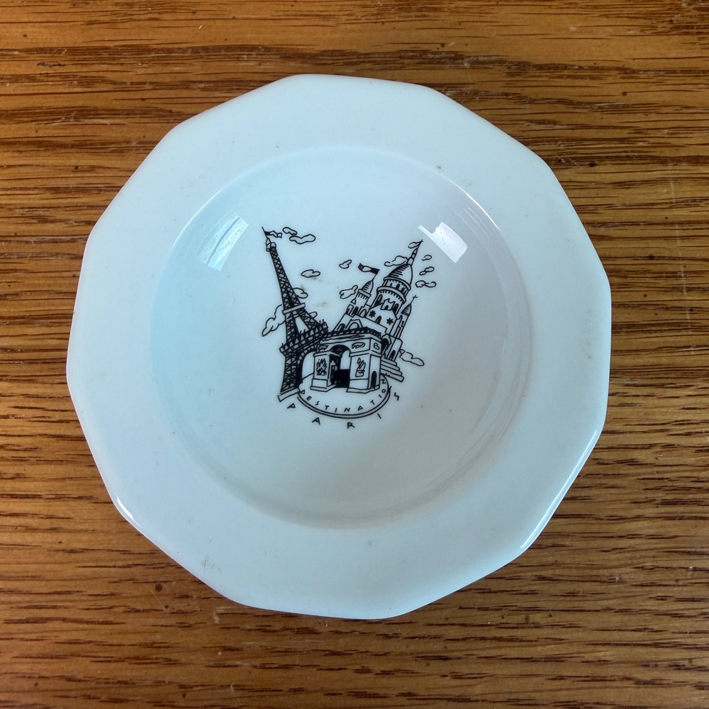 Pillivuyt France Porcelain Destination Paris Trinket Dish Scalloped White Black